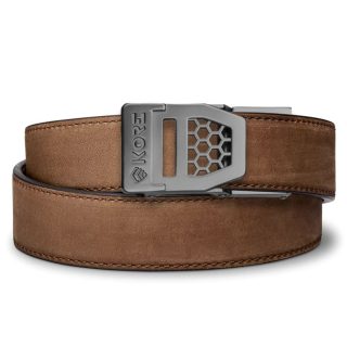 Kore Essentials X6 Gunmetal Buckle Leather Brown Gun Belt